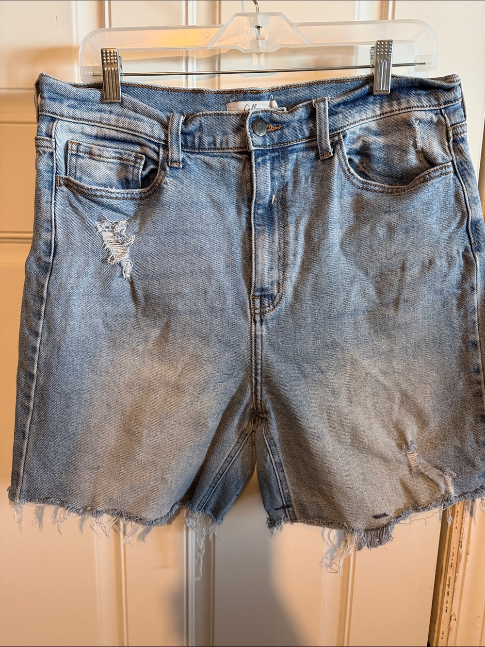 Cello Light Blue Distressed Denim Shorts